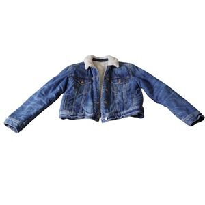 American Eagle Outfitters Sherpa Lined Denim Jacket women Size L
